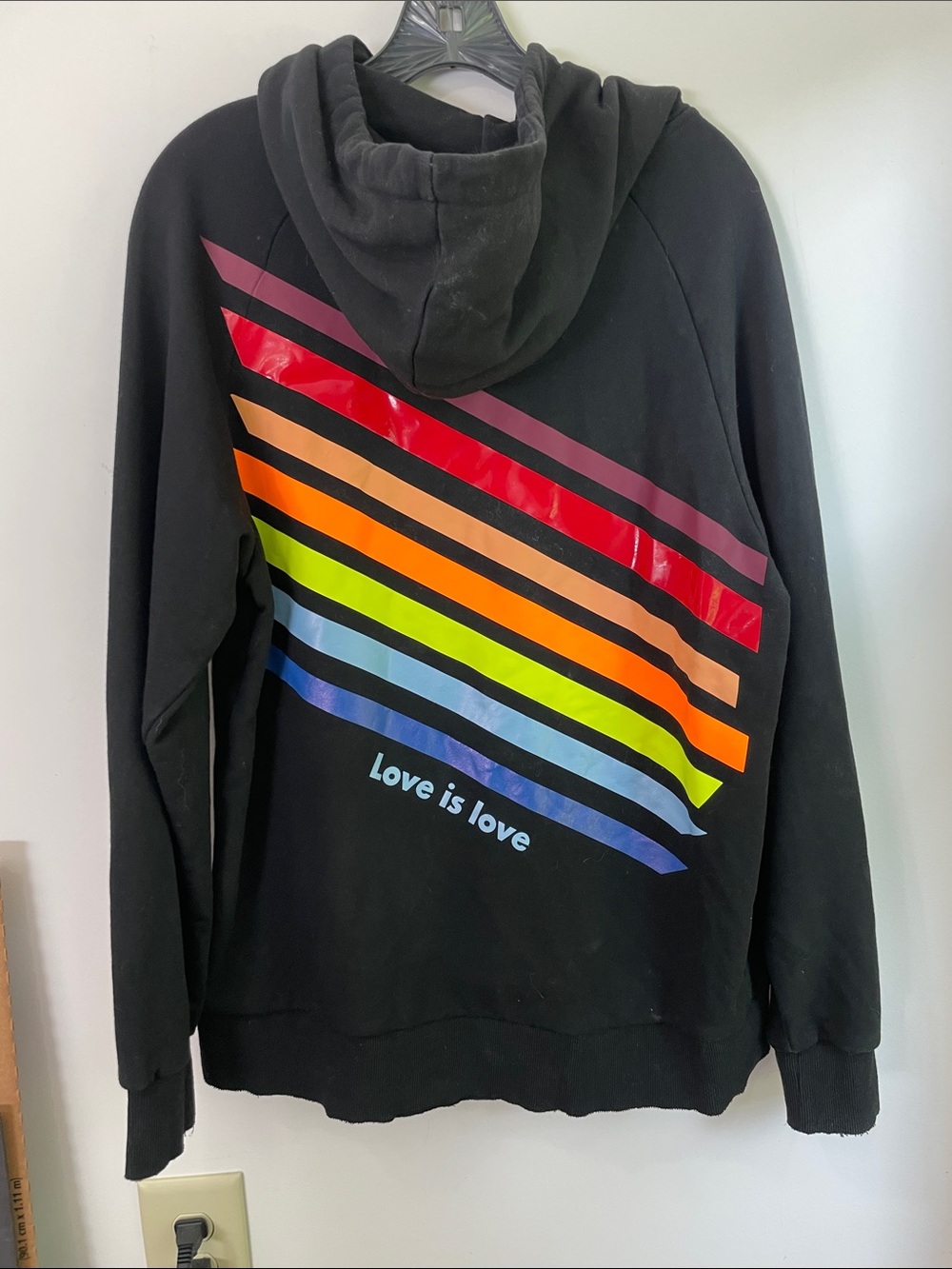 Style Reform Exhale Black Love is Love Rainbow Long Sleeve Hoodie Size M - Picture 7 of 12